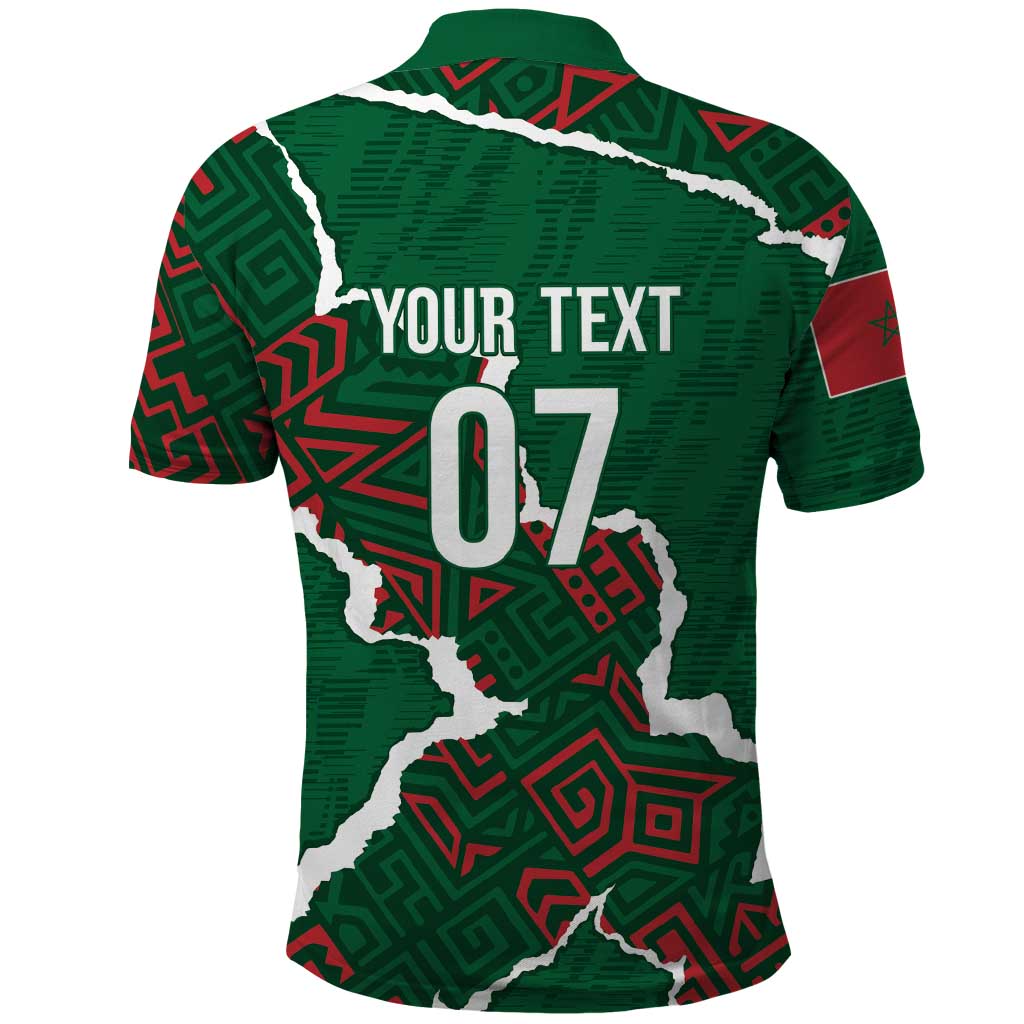 Morocco Football Custom Polo Shirt Grunge Motifs