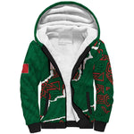 Morocco Football Custom Sherpa Hoodie Grunge Motifs