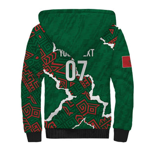Morocco Football Custom Sherpa Hoodie Grunge Motifs