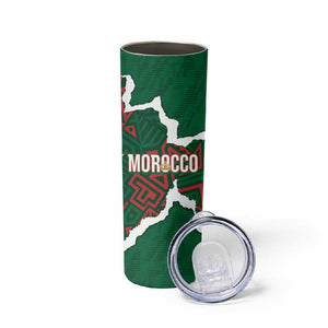 Morocco Football Custom Skinny Tumbler Grunge Motifs