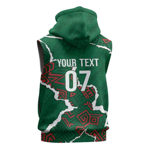 Morocco Football Custom Sleeveless Hoodie Grunge Motifs
