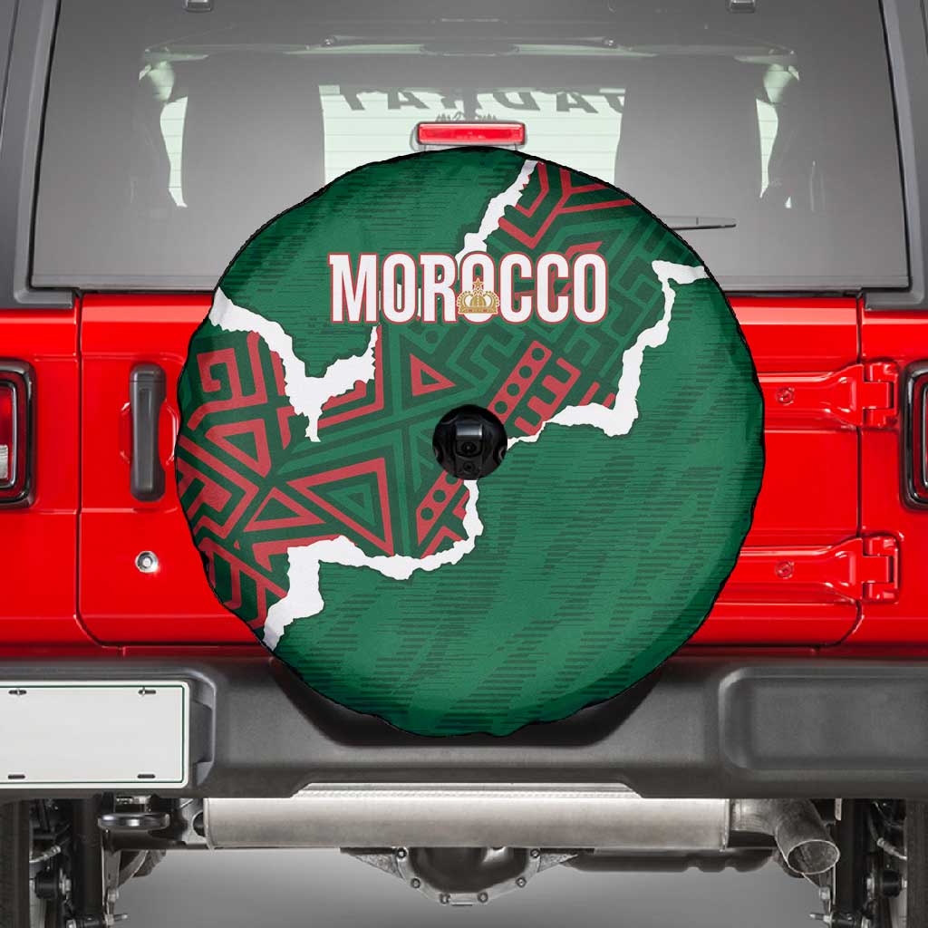 Morocco Football Spare Tire Cover Grunge Motifs