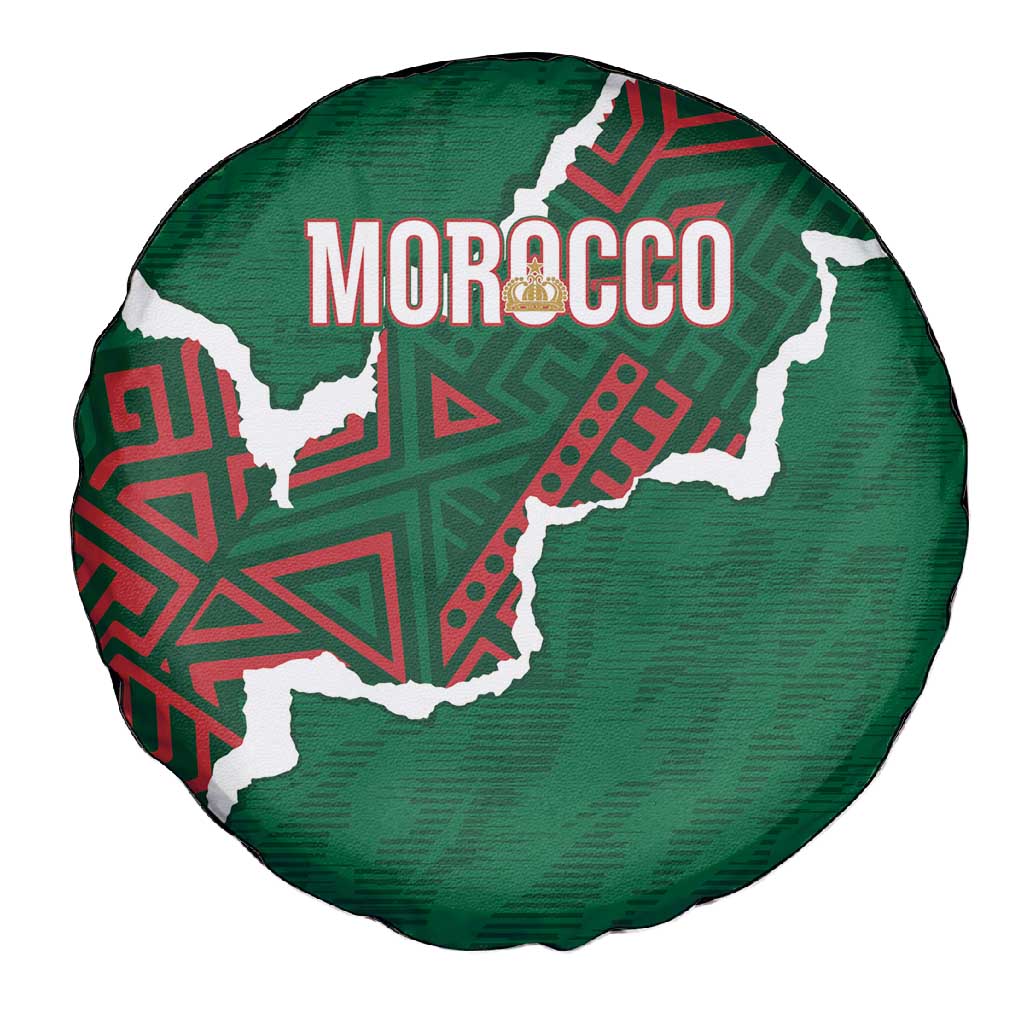 Morocco Football Spare Tire Cover Grunge Motifs