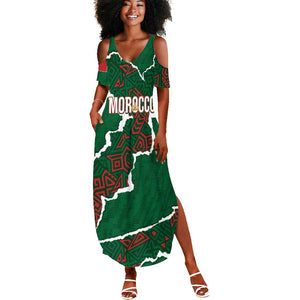 Morocco Football Custom Summer Maxi Dress Grunge Motifs