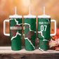 Morocco Football Custom Tumbler With Handle Grunge Motifs