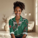 Morocco Football Custom Women Casual Shirt Grunge Motifs