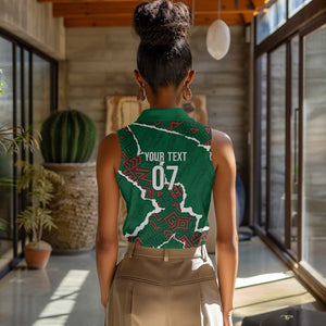 Morocco Football Custom Women Sleeveless Polo Shirt Grunge Motifs