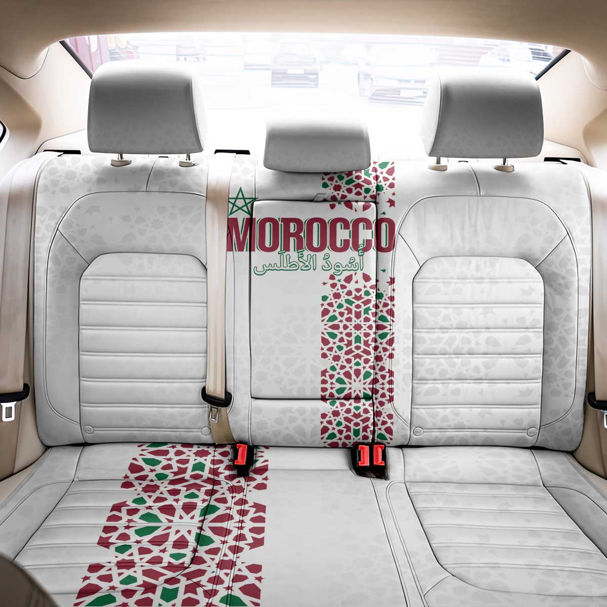 Morocco Atlas Lions Back Car Seat Cover Arabesque Inspired Pattern