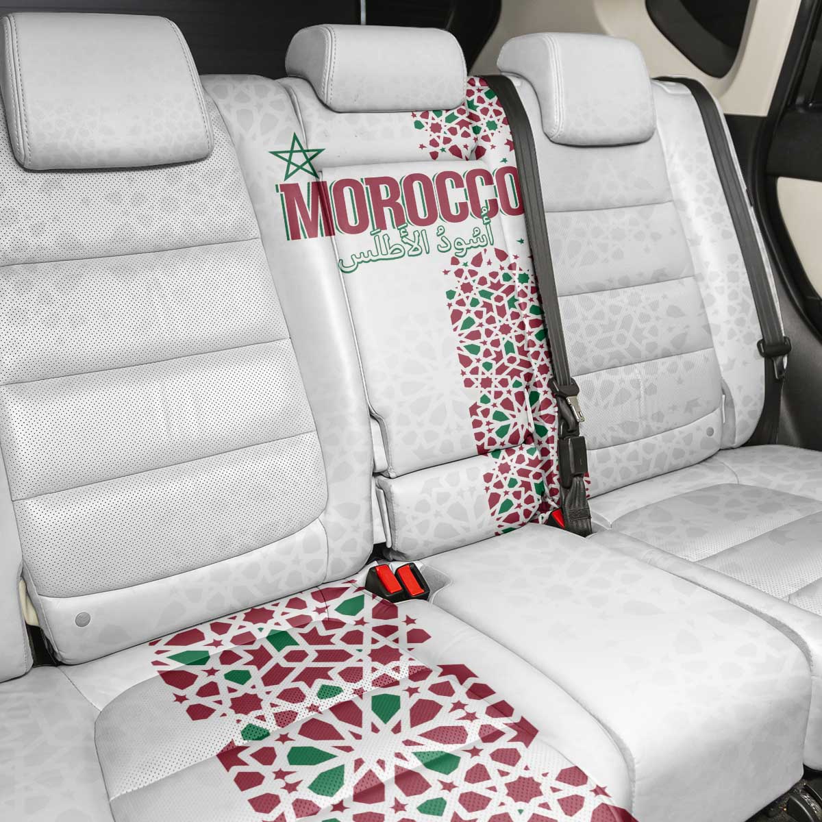 Morocco Atlas Lions Back Car Seat Cover Arabesque Inspired Pattern