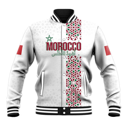 Morocco Atlas Lions Personalized Baseball Jacket Arabesque Inspired Pattern