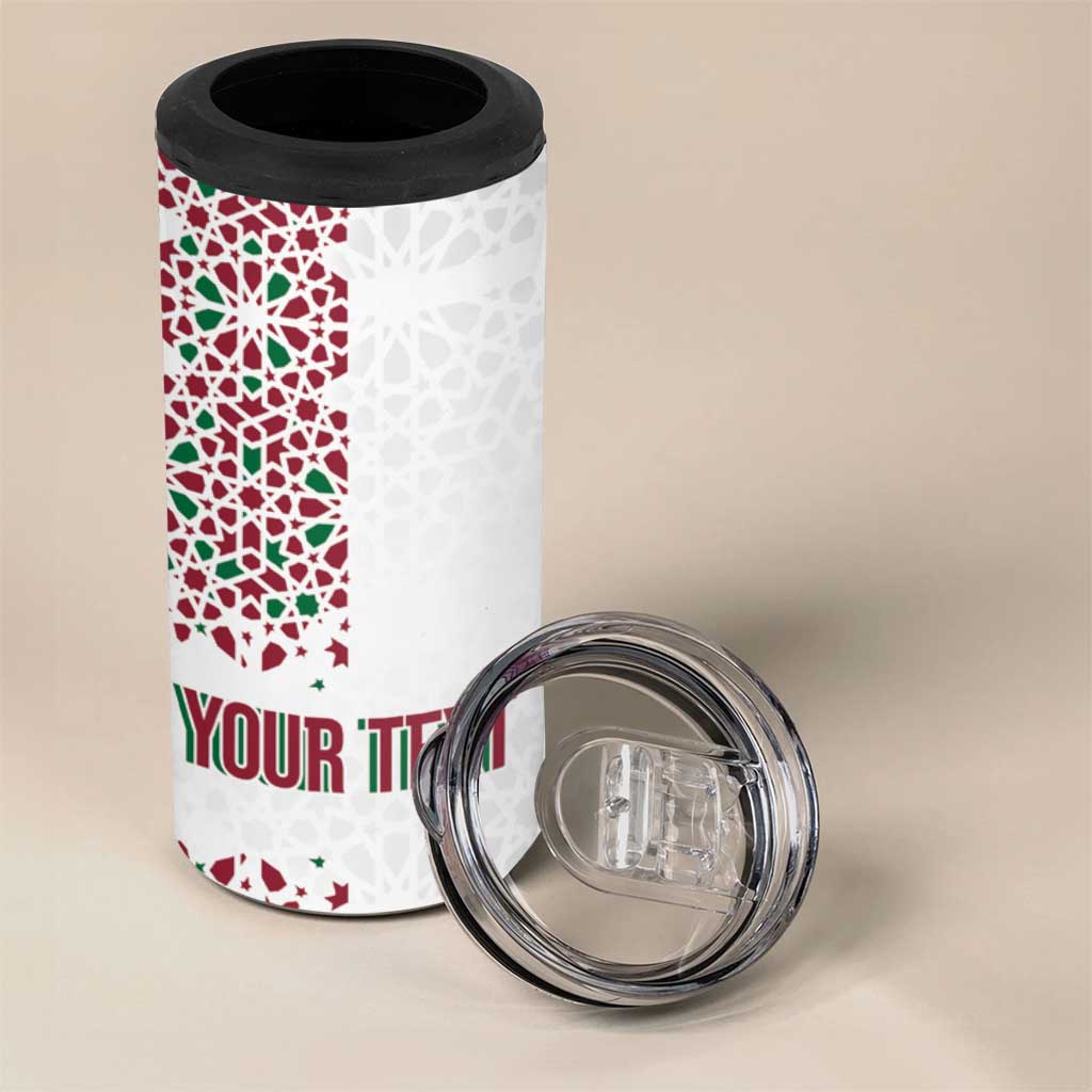 Morocco Atlas Lions Personalized 4 in 1 Can Cooler Tumbler Arabesque Inspired Pattern