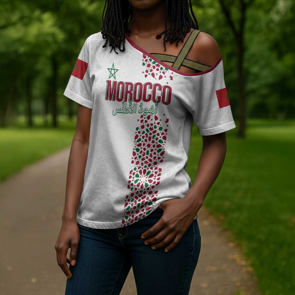 Morocco Atlas Lions Personalized Cross Shoulder Shirt Arabesque Inspired Pattern