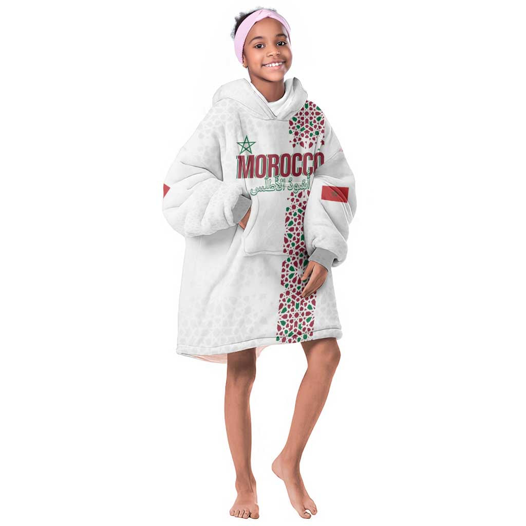 Morocco Atlas Lions Personalized Kid Wearable Blanket Hoodie Arabesque Inspired Pattern