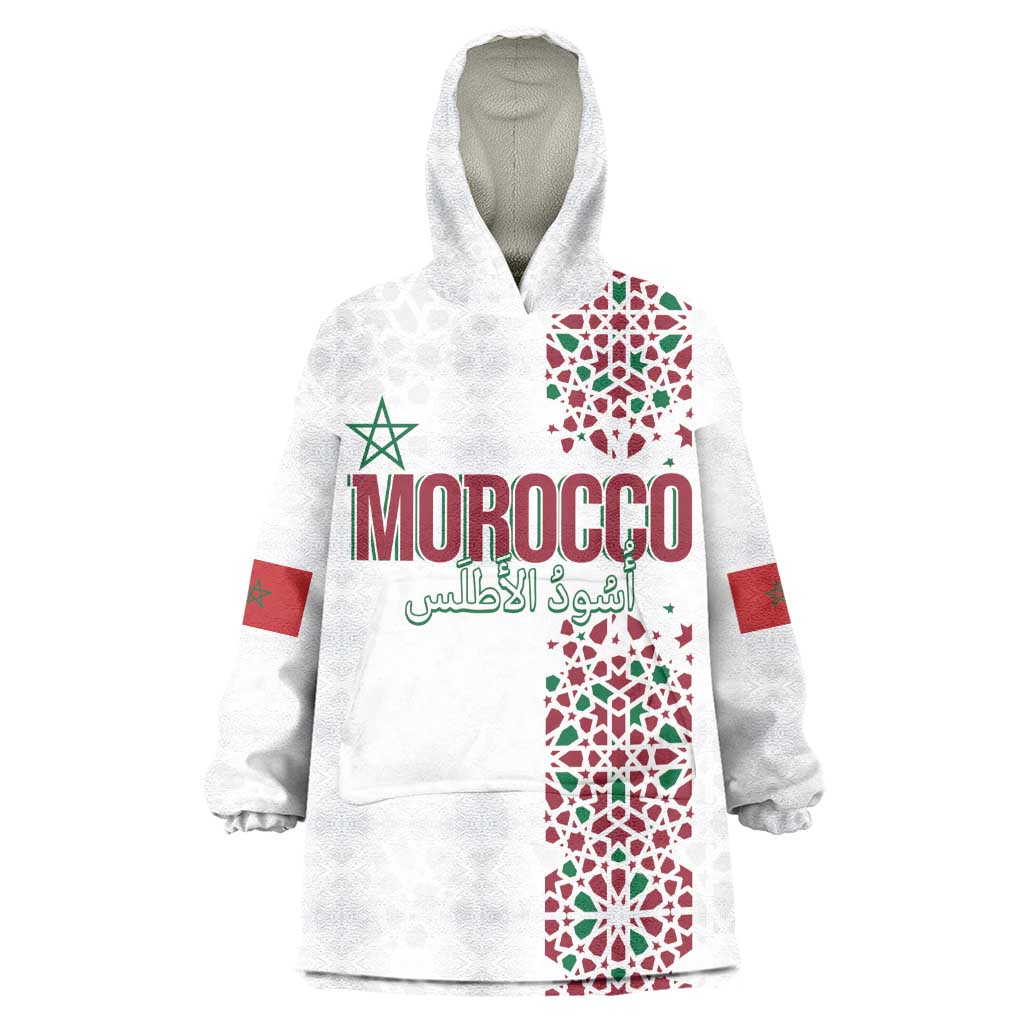 Morocco Atlas Lions Personalized Kid Wearable Blanket Hoodie Arabesque Inspired Pattern