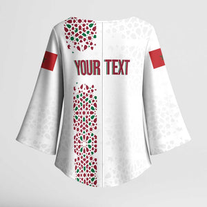 Morocco Atlas Lions Personalized Kimono Sleeve Blouse Arabesque Inspired Pattern