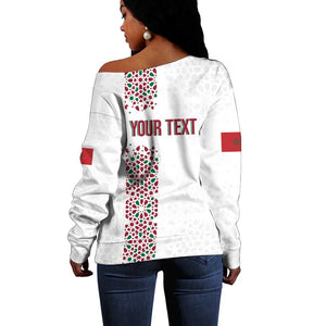 Morocco Atlas Lions Personalized Off Shoulder Sweater Arabesque Inspired Pattern