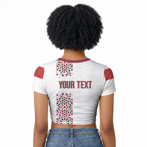 Morocco Atlas Lions Personalized Raglan Cropped T shirt Arabesque Inspired Pattern