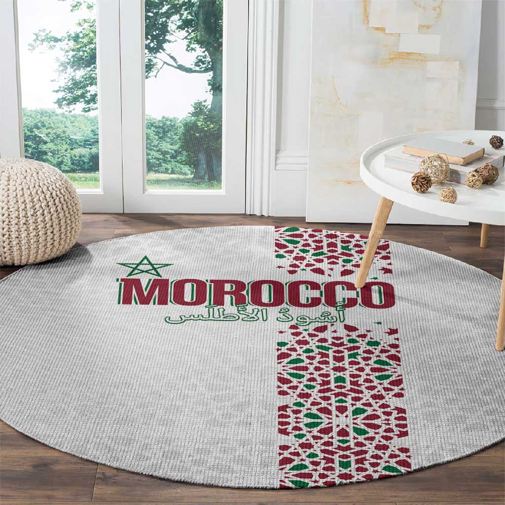 Morocco Atlas Lions Round Carpet Arabesque Inspired Pattern