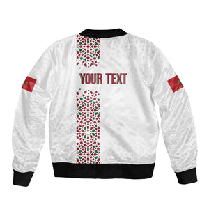 Morocco Atlas Lions Personalized Sleeve Zip Bomber Jacket Arabesque Inspired Pattern
