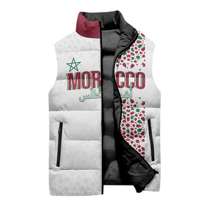 Morocco Atlas Lions Personalized Sleeveless Puffer Jacket Arabesque Inspired Pattern