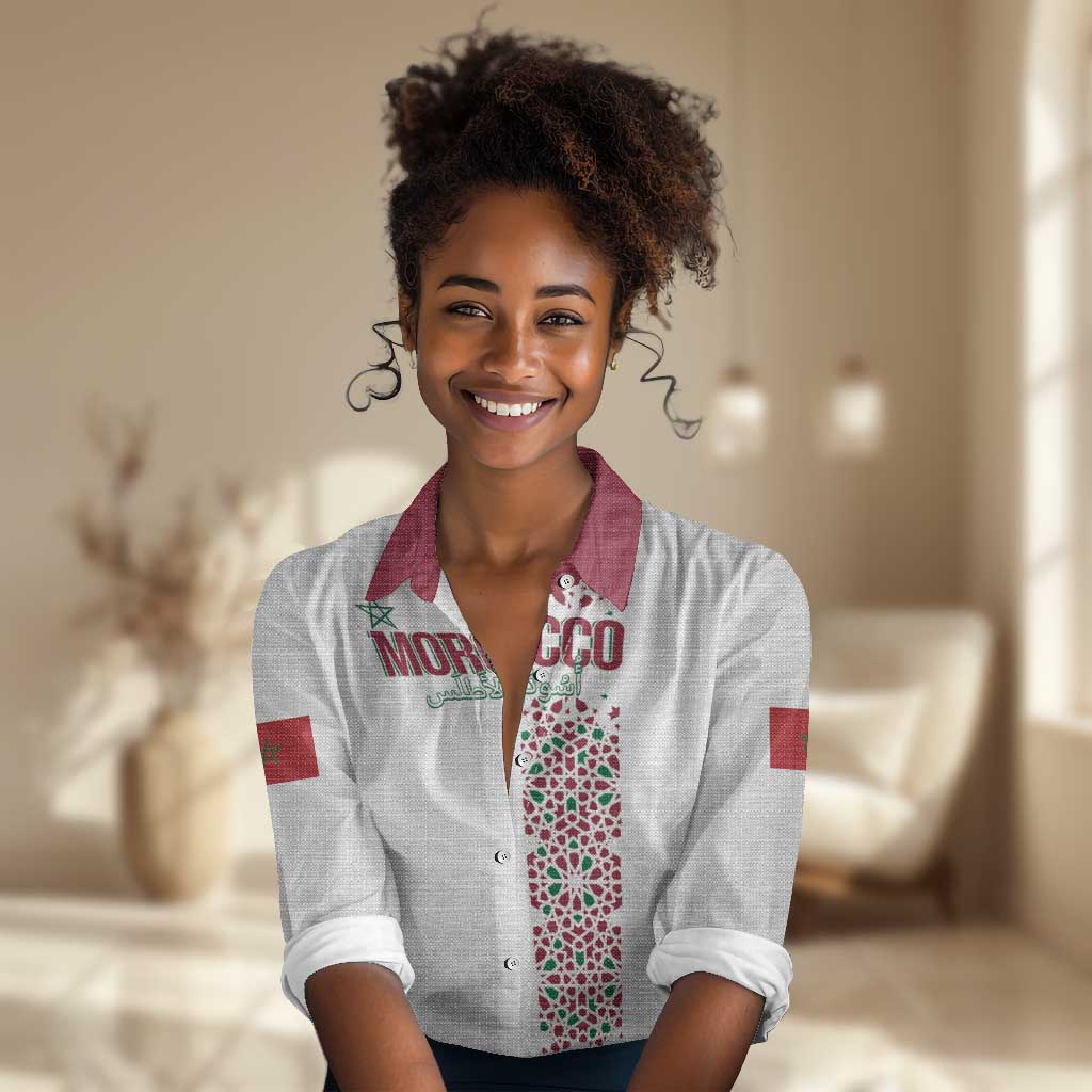 Morocco Atlas Lions Personalized Women Casual Shirt Arabesque Inspired Pattern