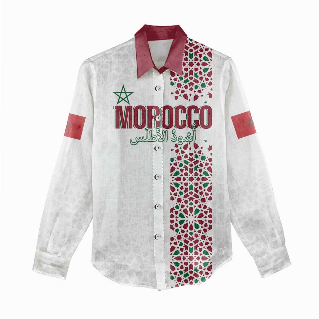 Morocco Atlas Lions Personalized Women Casual Shirt Arabesque Inspired Pattern