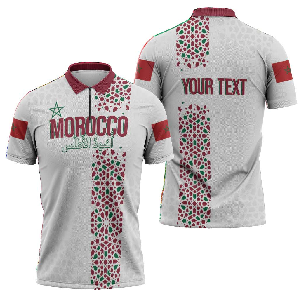 Morocco Atlas Lions Personalized Zipper Polo Shirt Arabesque Inspired Pattern