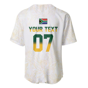 Custom South Africa Cricket Champion Baseball Jersey Gold Proteas - All White - African Pride