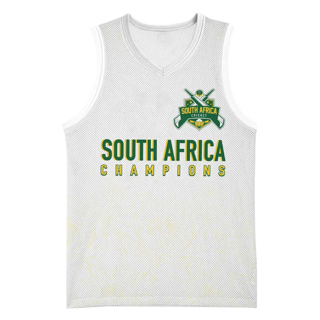 Custom South Africa Cricket Champion Basketball Jersey Gold Proteas - All White - African Pride