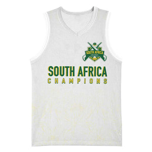Custom South Africa Cricket Champion Basketball Jersey Gold Proteas - All White - African Pride