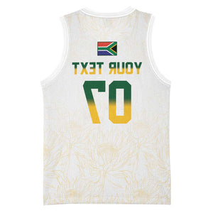 Custom South Africa Cricket Champion Basketball Jersey Gold Proteas - All White - African Pride