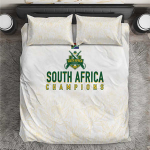 South Africa Cricket Champion Bedding Set Gold Proteas - All White - African Pride