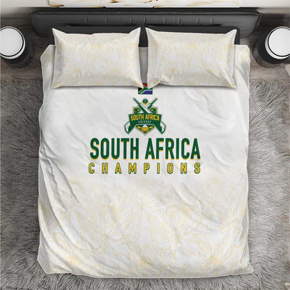 South Africa Cricket Champion Bedding Set Gold Proteas - All White - African Pride