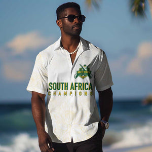 Custom South Africa Cricket Champion Hawaiian Shirt Gold Proteas - All White - African Pride