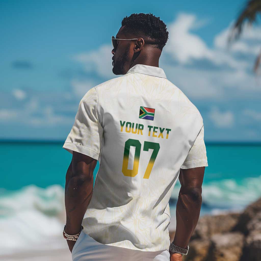 Custom South Africa Cricket Champion Hawaiian Shirt Gold Proteas - All White - African Pride