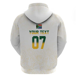 Custom South Africa Cricket Champion Hoodie Gold Proteas - All White - African Pride