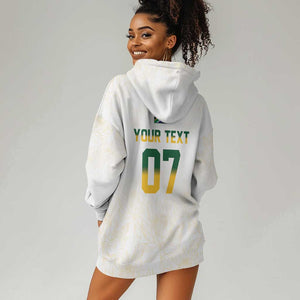 Custom South Africa Cricket Champion Hoodie Dress Gold Proteas - All White - African Pride