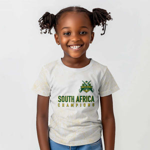 Custom South Africa Cricket Champion Kid T shirt Gold Proteas - All White - African Pride