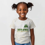 Custom South Africa Cricket Champion Kid T shirt Gold Proteas - All White - African Pride