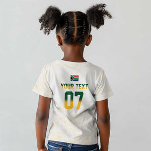 Custom South Africa Cricket Champion Kid T shirt Gold Proteas - All White - African Pride