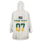 Custom South Africa Cricket Champion Kid Wearable Blanket Hoodie Gold Proteas - All White - African Pride