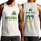 Custom South Africa Cricket Champion Men Tank Top Gold Proteas - All White - African Pride