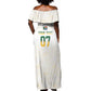 Custom South Africa Cricket Champion Off Shoulder Maxi Dress Gold Proteas - All White - African Pride