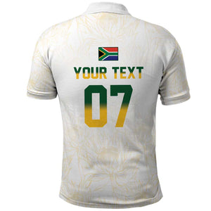 Custom South Africa Cricket Champion Polo Shirt Gold Proteas - All White - African Pride