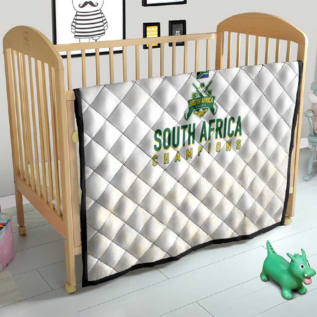South Africa Cricket Champion Quilt Gold Proteas - All White - African Pride