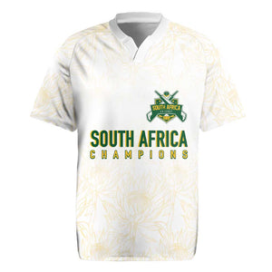 Custom South Africa Cricket Champion Rugby Jersey Gold Proteas - All White - African Pride