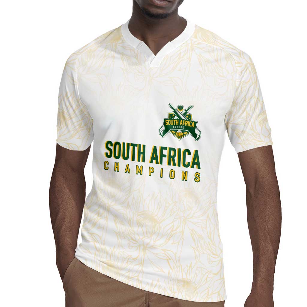 Custom South Africa Cricket Champion Rugby Jersey Gold Proteas - All White - African Pride