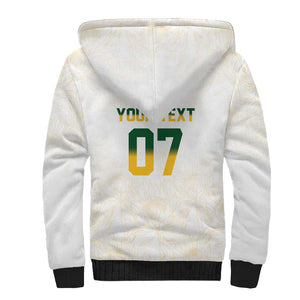 Custom South Africa Cricket Champion Sherpa Hoodie Gold Proteas - All White - African Pride