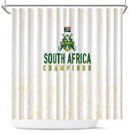South Africa Cricket Champion Shower Curtain Gold Proteas - All White - African Pride