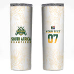 Custom South Africa Cricket Champion Skinny Tumbler Gold Proteas - All White - African Pride